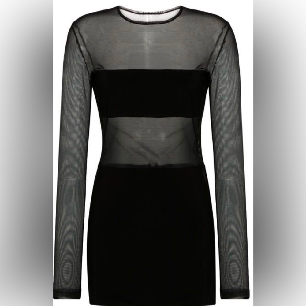Norma Kamali Black Dash Dash Long Sleeve Mini Dress